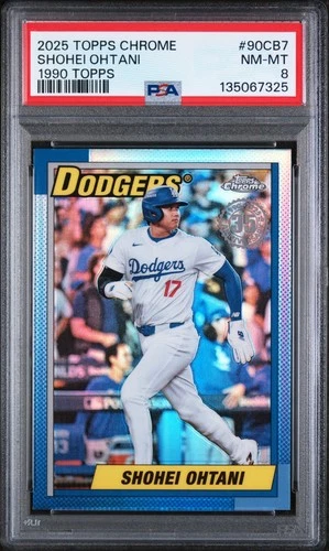 2025 Topps Chrome Shohei Ohtani #90CB-7 1990 35th Anniversary Refractor - PSA 8