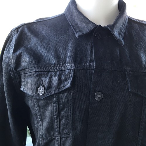 7 For All Mankind Waxed Denim Jacket Mens Large Black - Bild 2 von 9