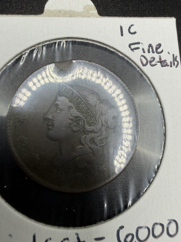 1837 U.S Large Cent Coin*** High Grade Fine Details