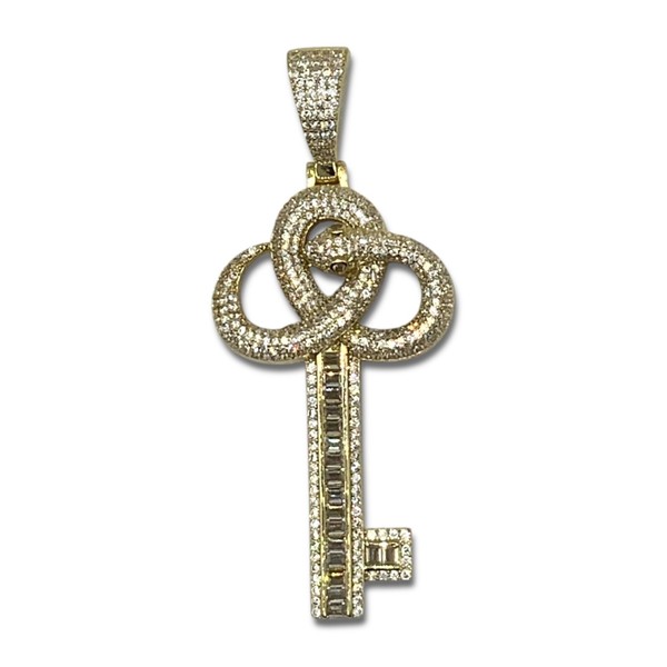Alternate view of 14k Gold Plated Key Snake Pendant Charm Baguette 925 Sterling Silver Vvsd