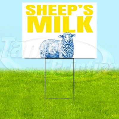 SHEEPS MILK 18x24 Yard Sign Farm Fresh Plastic Corrugated WITH STAKE USA YS07991