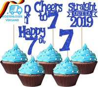 30 StüCk 7Th Geburtstag Cupcake Toppers Glitzer Straight Outta 2019 Kuchen Deko