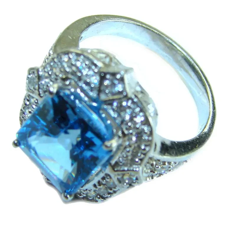 5.50Ct Emerald Cut Certified Natural Topaz & Diamond Real 18k White Gold Ring - Image 3 of 4