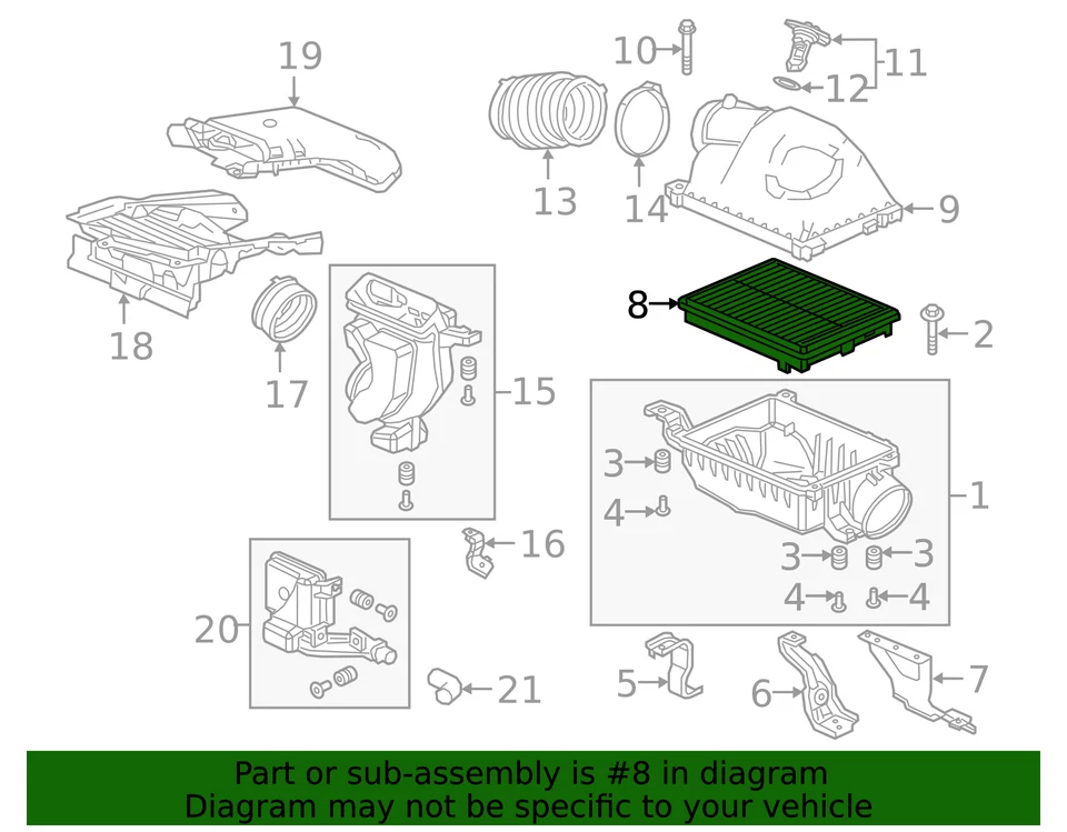 2019-2021 Genuine Acura RDX Air Filter Cleaner Assembly 17220-5MS-H00 - Image 4 of 4