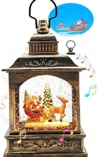 Christmas Snow Globes Lantern Water Swirling Glitter,with Santa Claus Projection