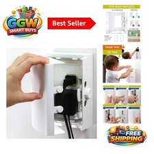 Stylish White Outlet Cover Box with Easy One-Handed Operation - 3 Step Install