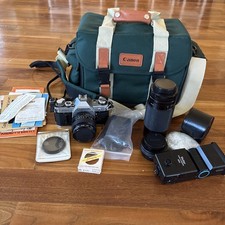 Canon AE-1 Program 35mm SLR Film Camera FD F 1.4 50mm Lens Bundle Kit. WORKING.