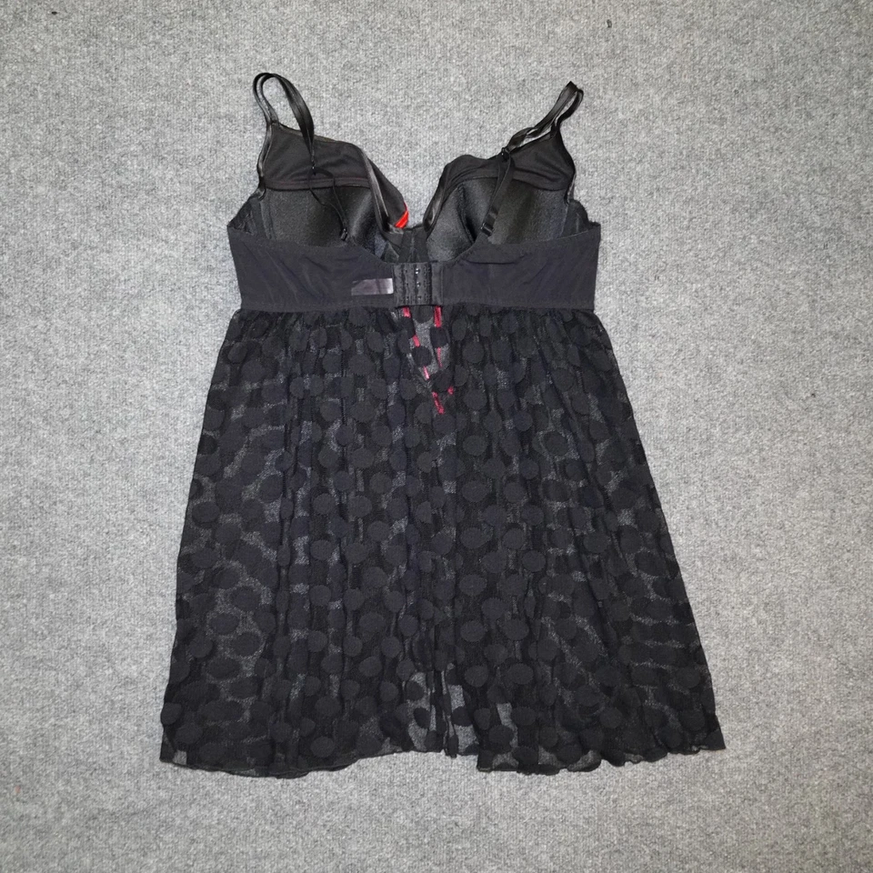 Lencería Babydoll Retro Cacique Intimates Negra Lunares Borde Rojo PLUS 22/24 3X Foto 4 de 4