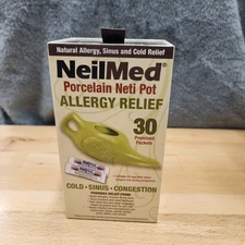 Neilmed Porcelain Neti Pot Allergy Relief !!! Premixed Packets Expired !!! 