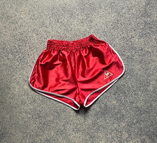 Vintage Le Coq Sportif 70s Running Nylon Shorts Sprinter Red Womens SZ 38 S-M