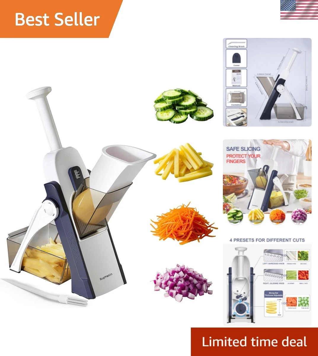Safe Mandoline Slicer for Kitchen, Potato Slicer, All in 1 Vegetables Slicer ...
Opens in a new wind