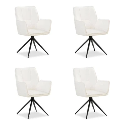 Chaise Salle Manger Bureau Bistrot 4 Fauteuils Pivotant Tissu Blanc Homestyle4u - Photo 1/4