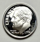 2004 S Silver Proof Roosevelt Dime, 90% Silver, $0.99 Start