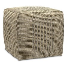 Pemberly Row Contemporary Square Square Woven Pouf in Natural