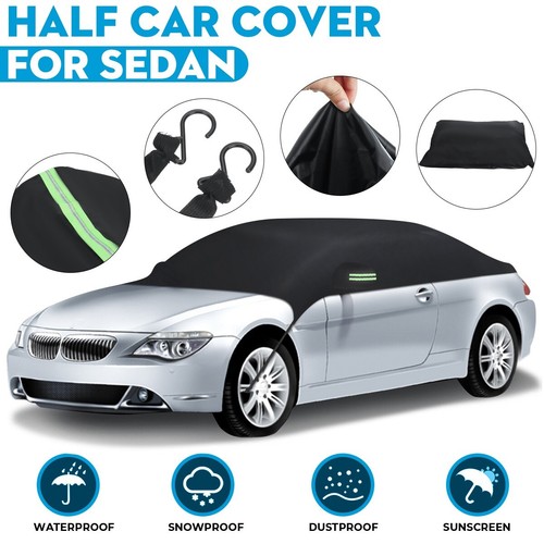 190T Half Car Cover Top Roof Sun UV/Rain Protection Waterproof Outdoor Universal - Bild 1 von 9