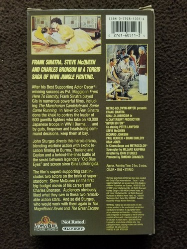 NEVER SO FEW FRANK SINATRA GINA LOLLOBRIGIDA VHS PLAYS GREAT - Picture 2 of 3