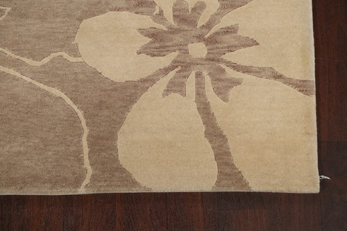 Alfombra oriental tibetana Nepal diseño flores geométricas lana anudada a mano 4'x6' - Imagen 6 de 12