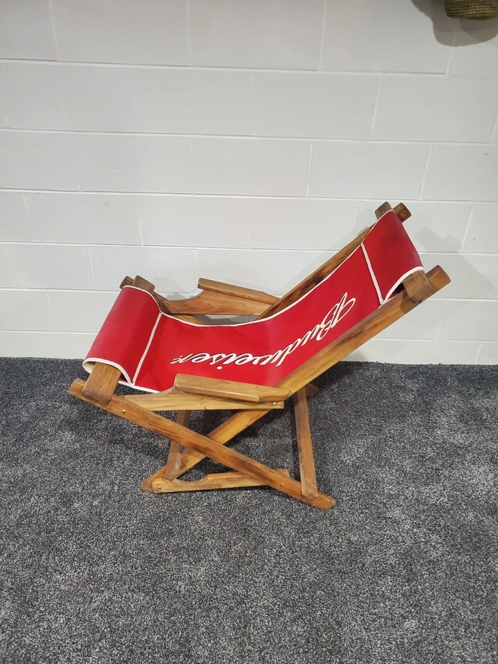De colección. BUDWEISER Asiento de Lona de Madera Eslinga Mecedora Puerta Trasera Hombre Cueva  Foto 3 de 3