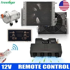 12V Electric Truck Air Conditioner Underdash Car Camper A/C Unit w/ Remote Panel