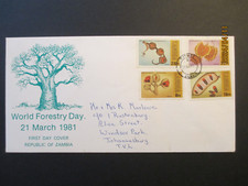 ZAMBIA -   ISSUED: 21 MARCH 1981 - FIRST DAY COVER ~ WORLD FORESTRY DAY (KITWE)
