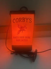 1960s VINTAGE CORBY'S WHISKEY LIGHT UP HANGING LANTERN WORKS PARROT ON 2 SIDES