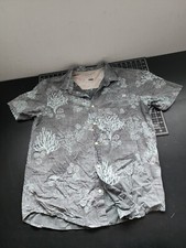 Jack O Neill Hawaiian Shirt Men's Size L Light Gray Grey Coral Print Oneill