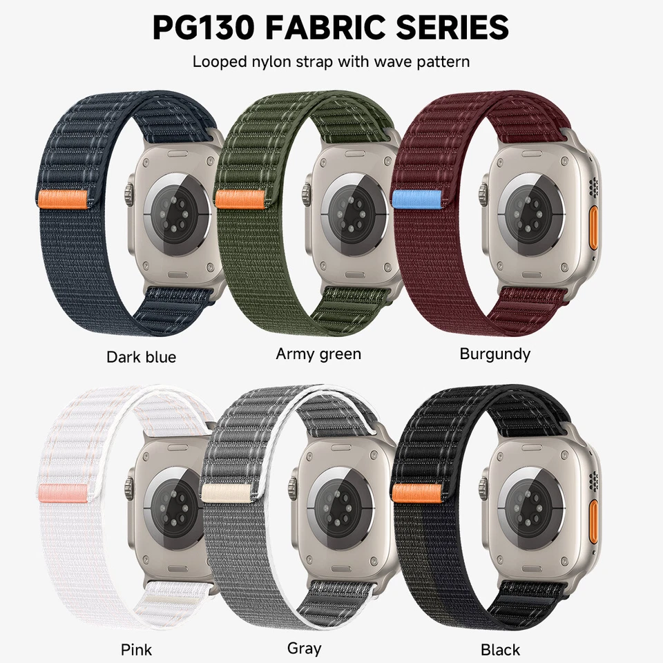 Nylon Loop Strap for Apple Watch Ultra/2 49mm 9 8 7 6 5 4 Sports Breathable Band - Image 3 of 4