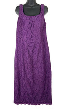 Azazie Everly Grape Burgundy A-Line R-Neck Lace Dress Womens Size 14