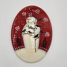 Certified International Platter Snowman Birds Winter Holiday Mary Beth Baxter