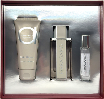 SALVATORE FERRAGAMO BRIGHT LEATHER 3 PCS SET EDT 3.4 Oz, SHAMPOO