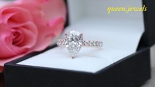 Lab-Created 2.12CT Pear Shape Diamond Engagement Wedding Ring 14K Rose Gold FN