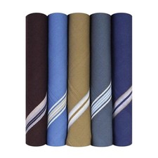 Men's Premium Pure Cotton Handkerchief Dark Base with Colored Border, Pack of 5