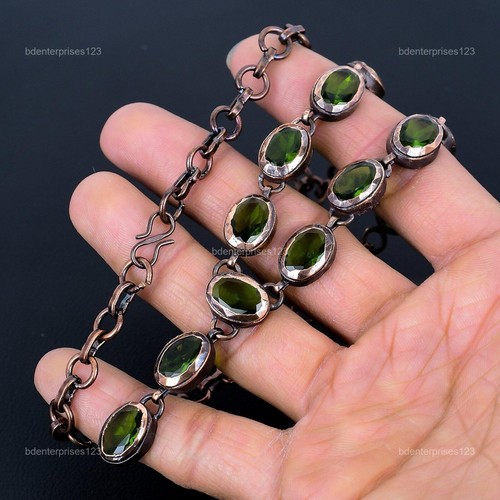 Mothers day Sale Natural Peridot Copper Chain Electroformed New Necklace Jewelry - Picture 10 of 11