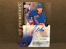 2015-16 Upper Deck Ice Premieres /499 Oscar Lindberg #IPA-OL Rookie Auto Rangers