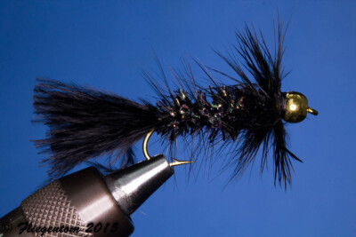 Fliegentom Streamer 3 Stück Wooley Bugger mit Kopfperle schwarz Krystal