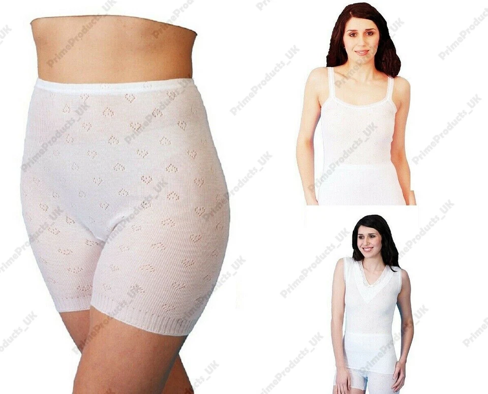 SNOW DROPS Ladies/Women 100% Cotton Underwear French Neck Spencer Vest Lace& Plain UK Made