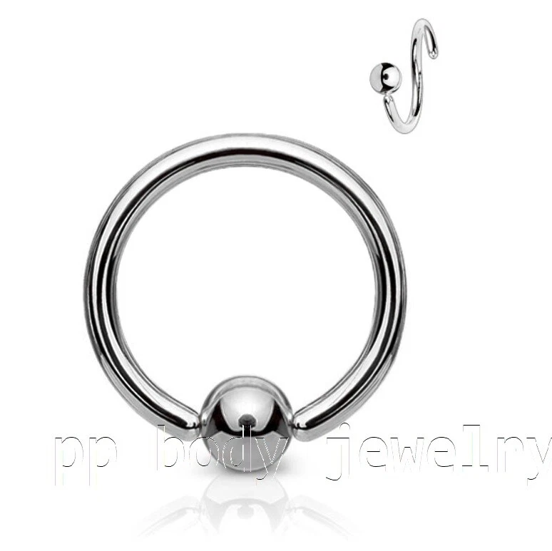 1PC. Steel FIXED BALL Captive Bead Ring Ear Nose Lip Tragus 22G 20G 18G 16G 14G - Image 2 of 3
