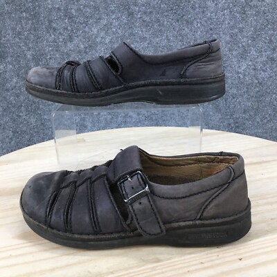 Birkenstock Sandals Womens Madeira Buckle Strap Fisherman Black Leather  Narrow