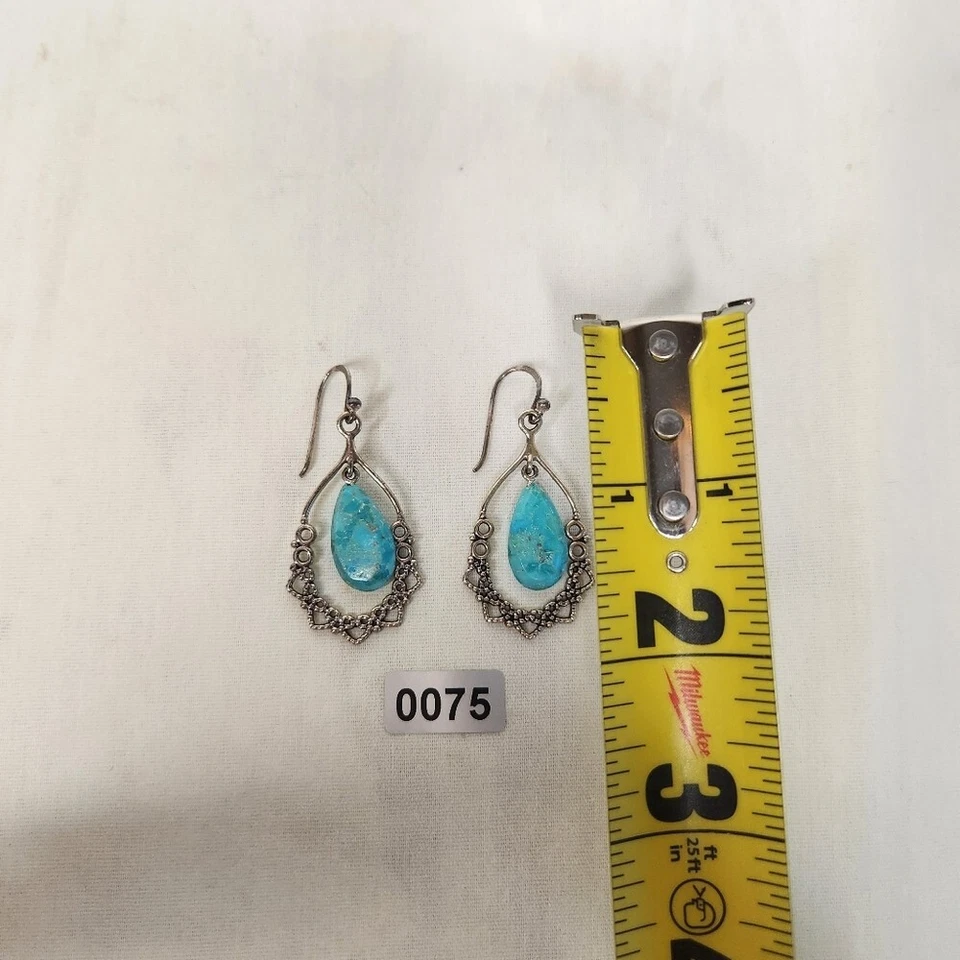 Studio Barse Southwestern 925 Sterling Silver and Turquoise Teardrop Earrings Foto 2 de 4