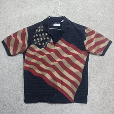 American Summer Clothing Company Polo Mens L Patriotic USA Flag Shirt