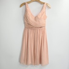 J. Crew Dress Women's Size 2 Silk Chiffon Pale Pink Flowy Evening Lined Zip