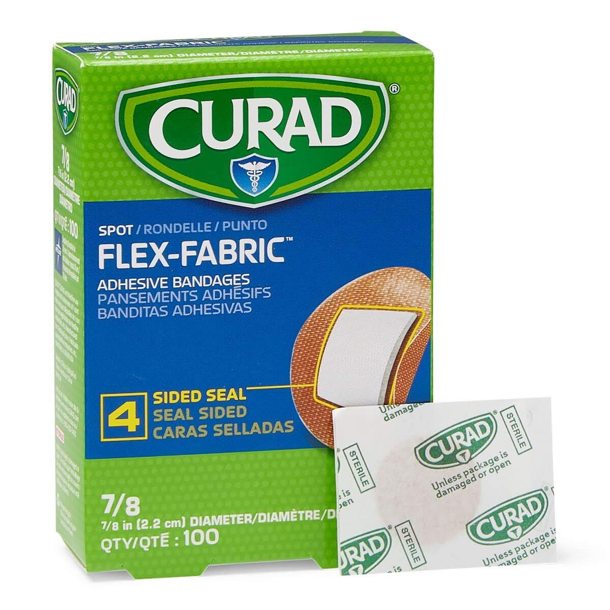 Curad Flex Fabric Spot Adhesive Bandages, Bandage Diameter is 7/8' (Box of 100)