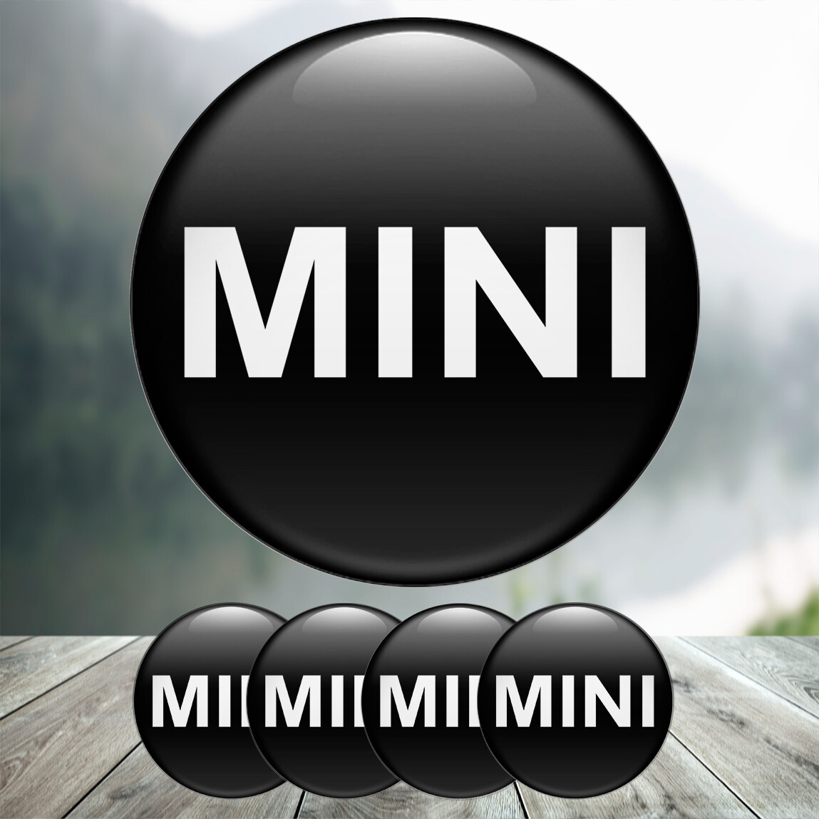 Set of 4 Silicone Center Wheel Cap Stickers MINI Cooper Emblem Logo