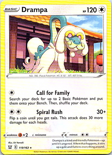 Drampa Basic Hp 120 Colorless Holo #119/163 Pokemon 2021 Card | eBay