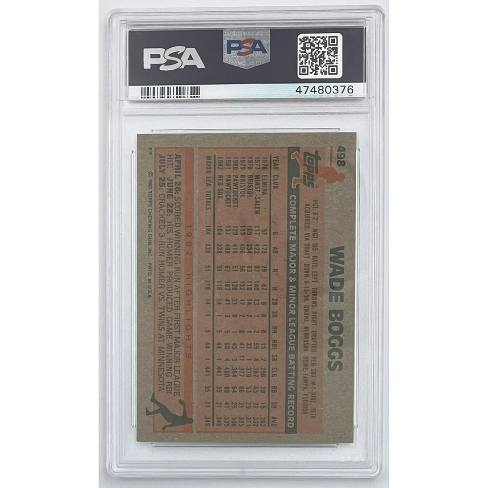 Wade Boggs 1983 Topps Baseball #498 RC Rookie Card - PSA 9 MINT | eBay