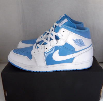 NWOB Authentic NIKE AIR JORDAN 1 MID SE White, Blue Leather Men 's Size 11 M