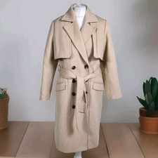 New London Fog Beige Mid Length Women Elegant Coat Size M Classic Smart