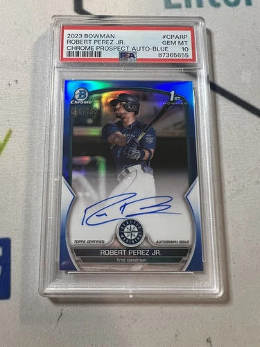 2023 Bowman Chrome ROBERT PEREZ JR 1st Blue Auto /150 Seattle Mariners PSA 10