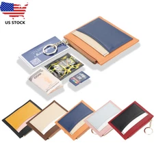Unisex Leather Zipper Wallet ID Card Storage Wallet Color Matching Mini Wallet