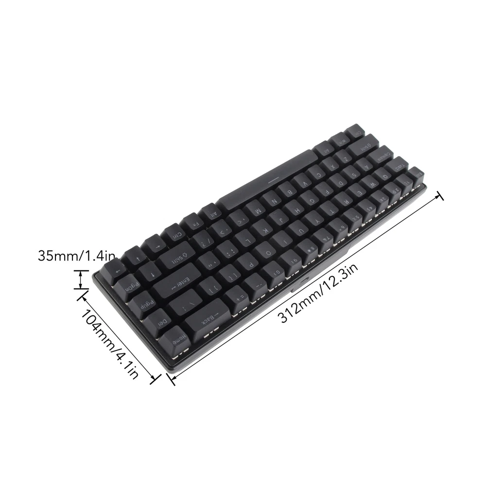 Compact 68-Key Black Mechanical RGB Keyboard with Custom Key Set
